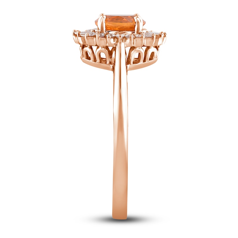 Main Image 3 of Natural Fire Opal Ring 1/6 ct tw Diamonds 10K Rose Gold