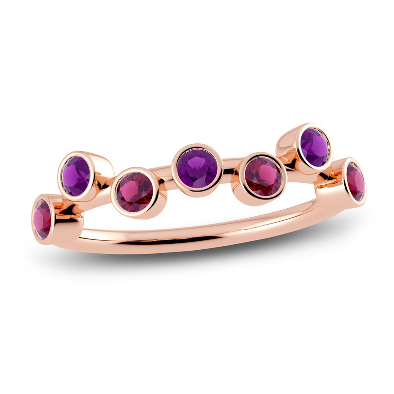 Main Image 1 of Juliette Maison Natural Amethyst & Natural Rhodolite Garnet Ring 10K Rose Gold