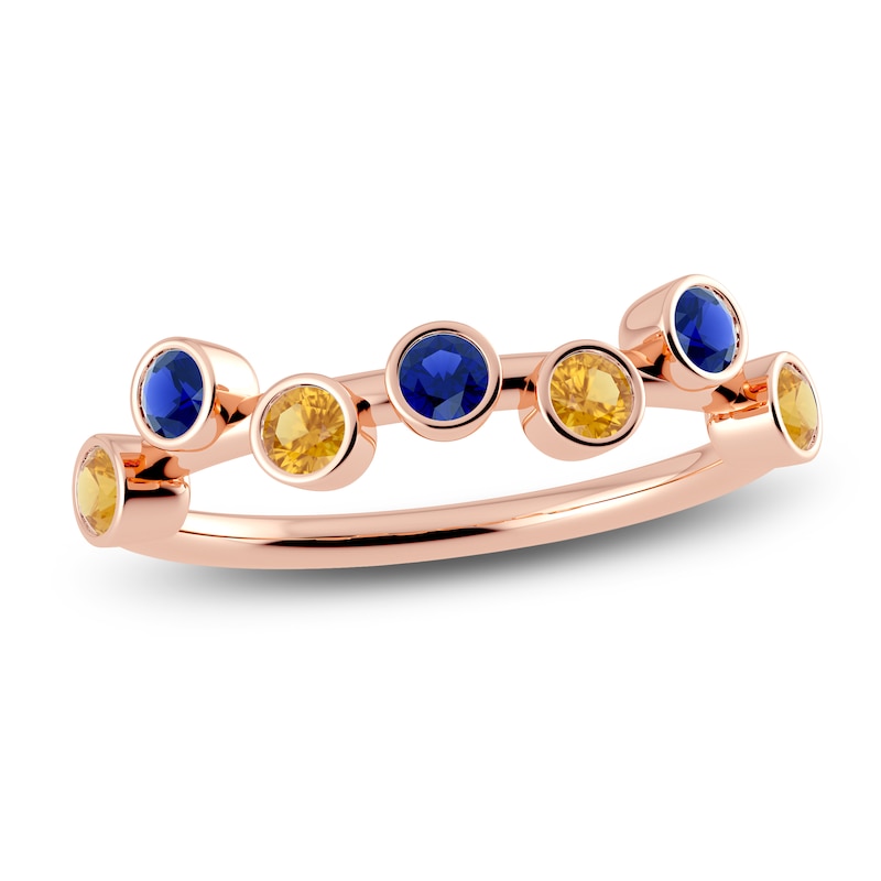 Main Image 1 of Juliette Maison Natural Citrine & Natural Blue Sapphire Ring 10K Rose Gold