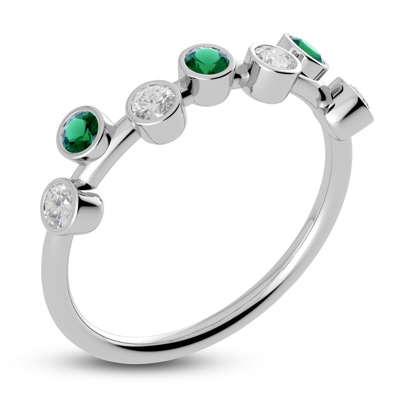 Main Image 2 of Juliette Maison Natural Emerald & Natural White Sapphire Ring 10K White Gold