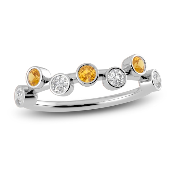 Juliette Maison Natural Citrine & Natural White Sapphire Ring 10K White Gold