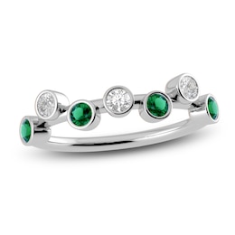 Juliette Maison Natural Emerald & Natural White Sapphire Ring 10K White Gold