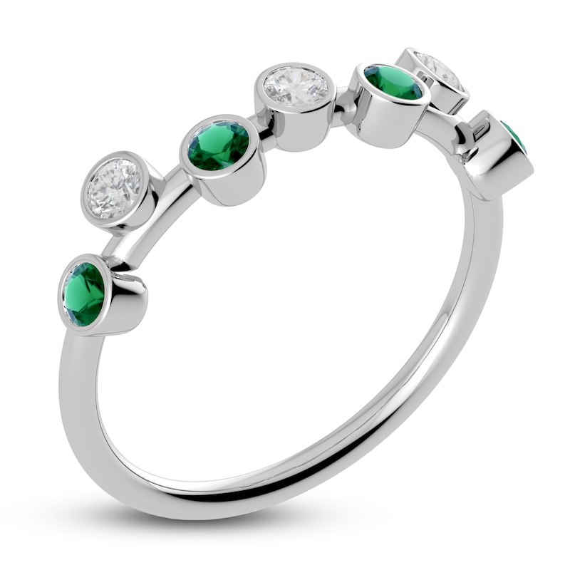 Main Image 2 of Juliette Maison Natural Emerald & Natural White Sapphire Ring 10K White Gold