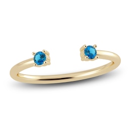 Juliette Maison Natural Blue Zircon Cuff Ring 10K Yellow Gold
