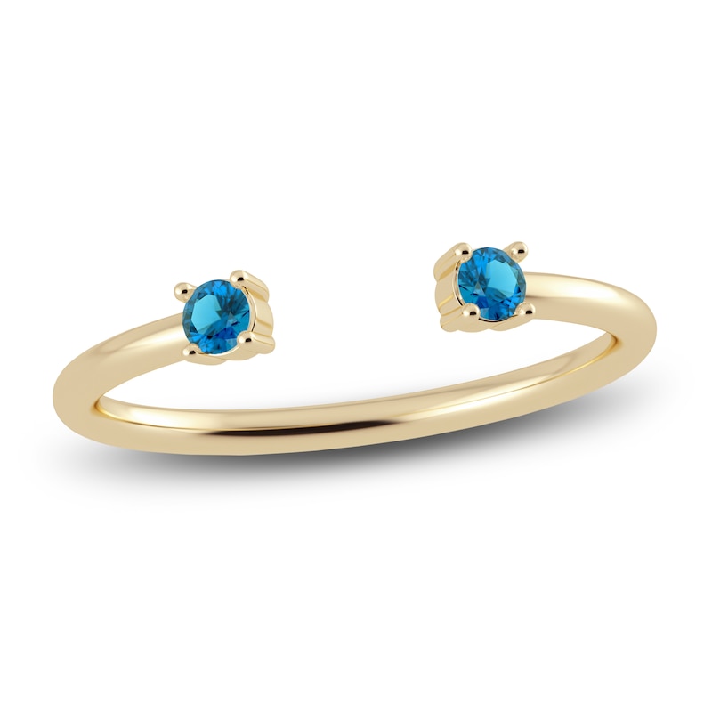 Main Image 1 of Juliette Maison Natural Blue Zircon Cuff Ring 10K Yellow Gold