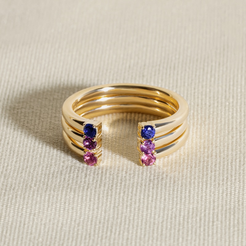 Main Image 4 of Juliette Maison Natural Blue Zircon Cuff Ring 10K Yellow Gold