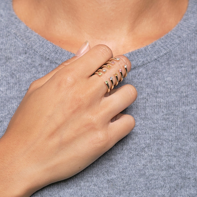 Main Image 5 of Juliette Maison Natural Blue Zircon Cuff Ring 10K Yellow Gold