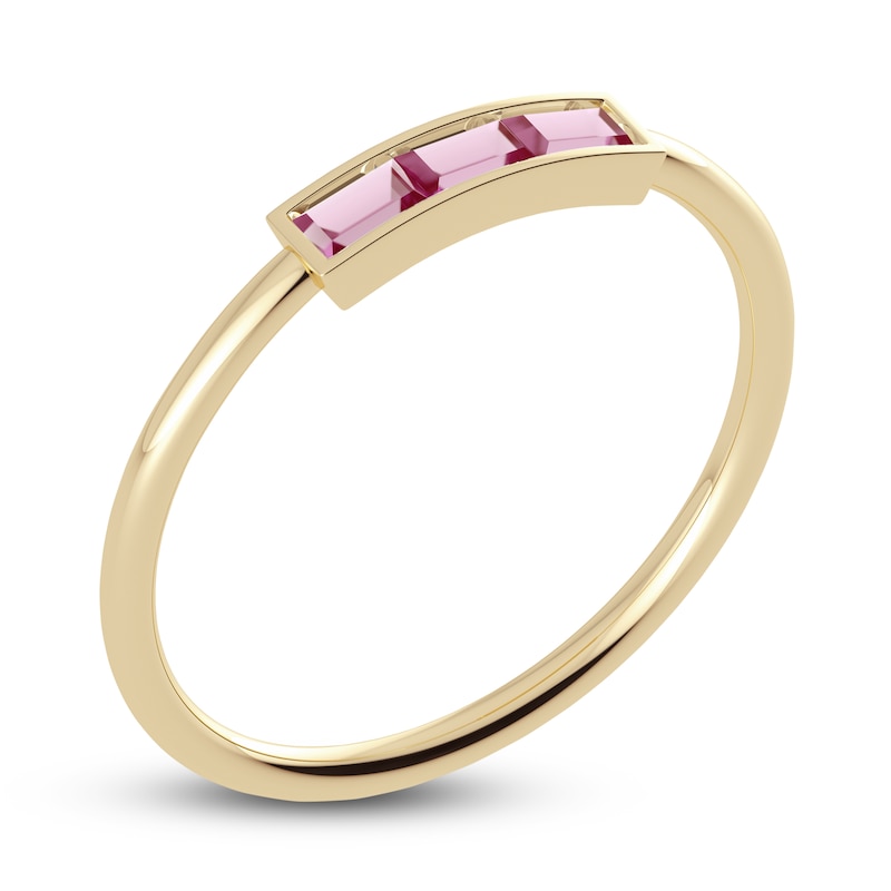 Main Image 2 of Juliette Maison Natural Pink Tourmaline Baguette Bar Ring 10K Yellow Gold