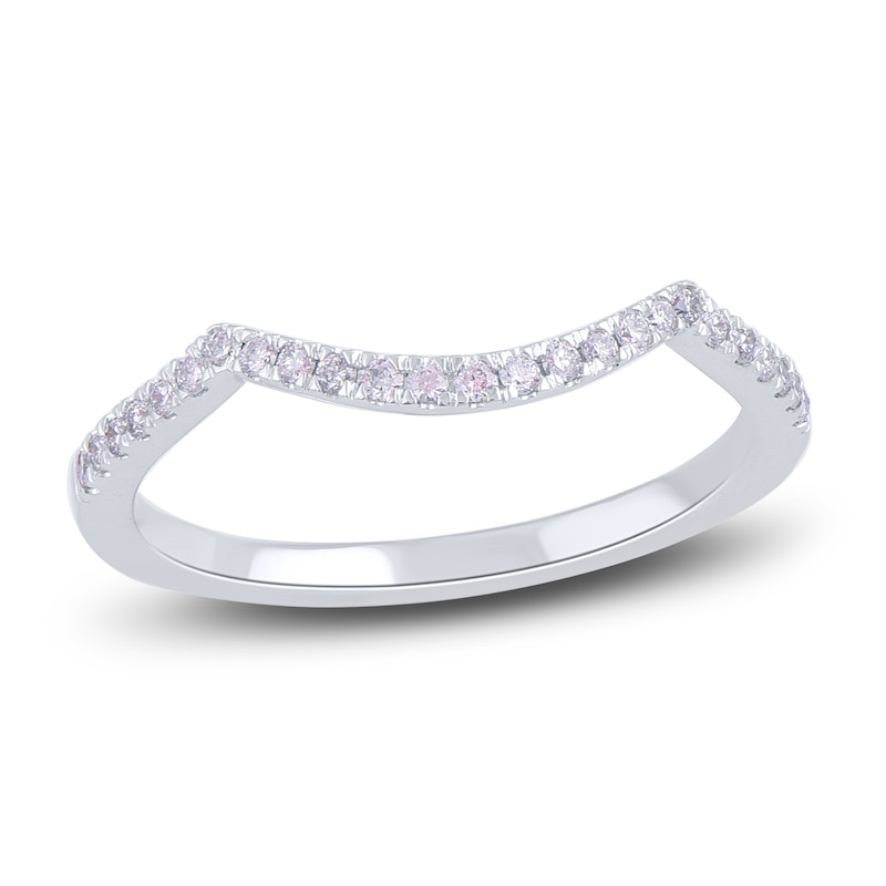 Main Image 1 of Diamond Contour Wedding Band 1/8 ct tw Round 14K White Gold