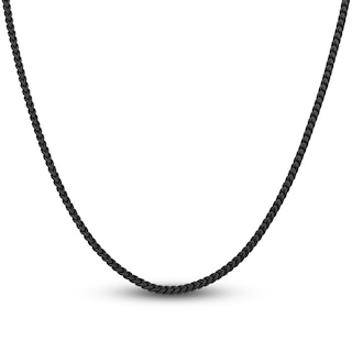 Black Stainless Steel Chain Necklace for Men Black Rhodium Round Box Chain  Men's Necklace Black Jewelry for Men Modern Chain 