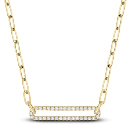 Shy Creation Diamond Paperclip Necklace 1/4 ct tw Round 14K Yellow Gold 18" SC55023560