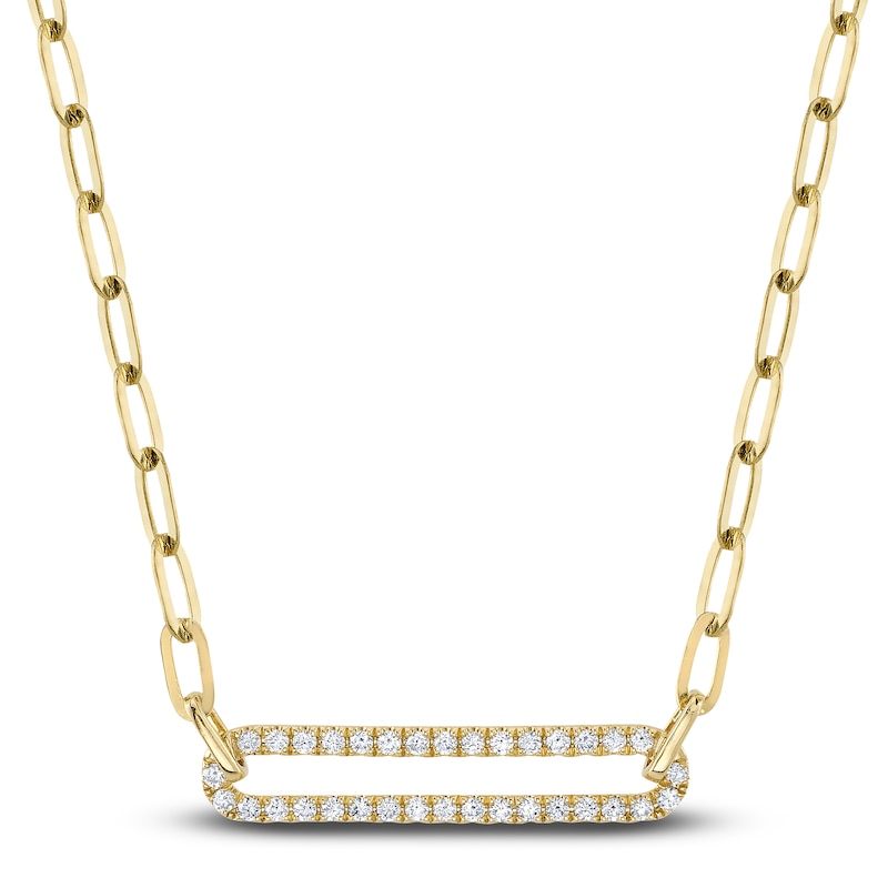 Main Image 1 of Shy Creation Diamond Paperclip Necklace 1/4 ct tw Round 14K Yellow Gold 18" SC55023560