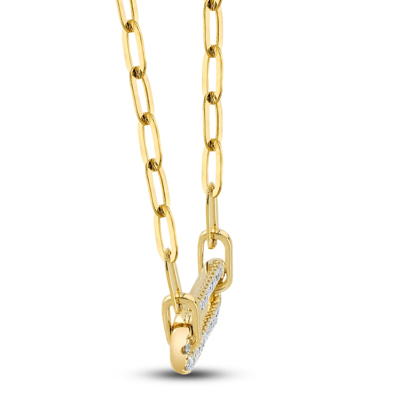 Main Image 2 of Shy Creation Diamond Paperclip Necklace 1/4 ct tw Round 14K Yellow Gold 18" SC55023560