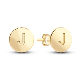 Juliette Maison Initial Stud Earrings 10K Yellow Gold