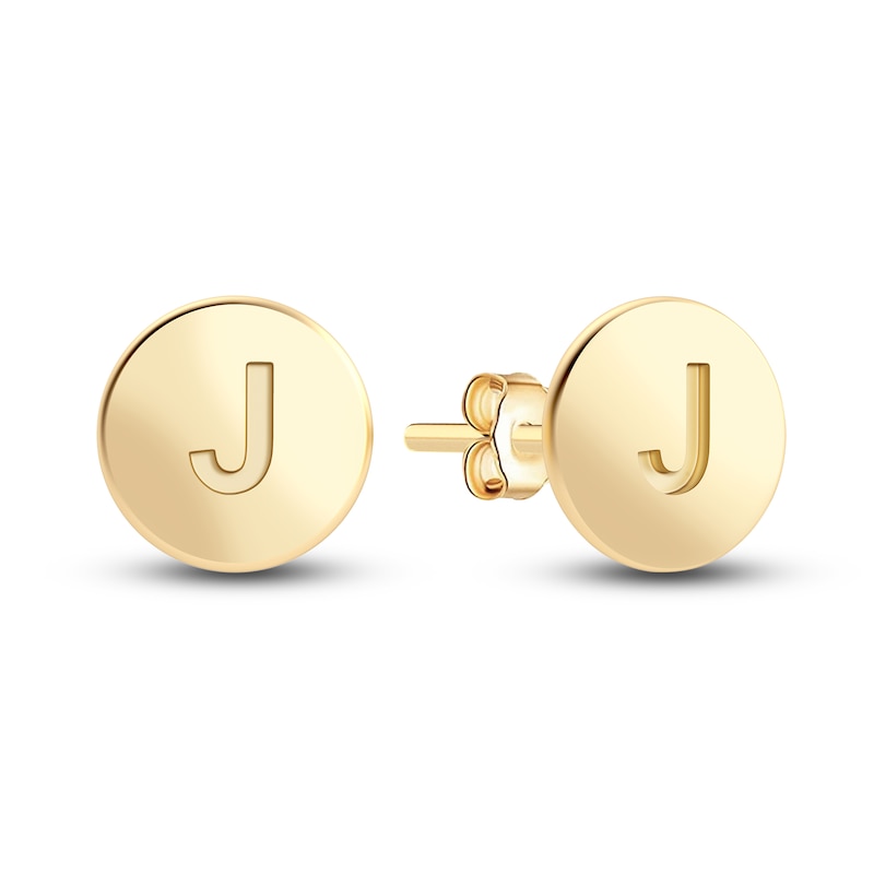 Juliette Maison Initial Stud Earrings 10K Yellow Gold