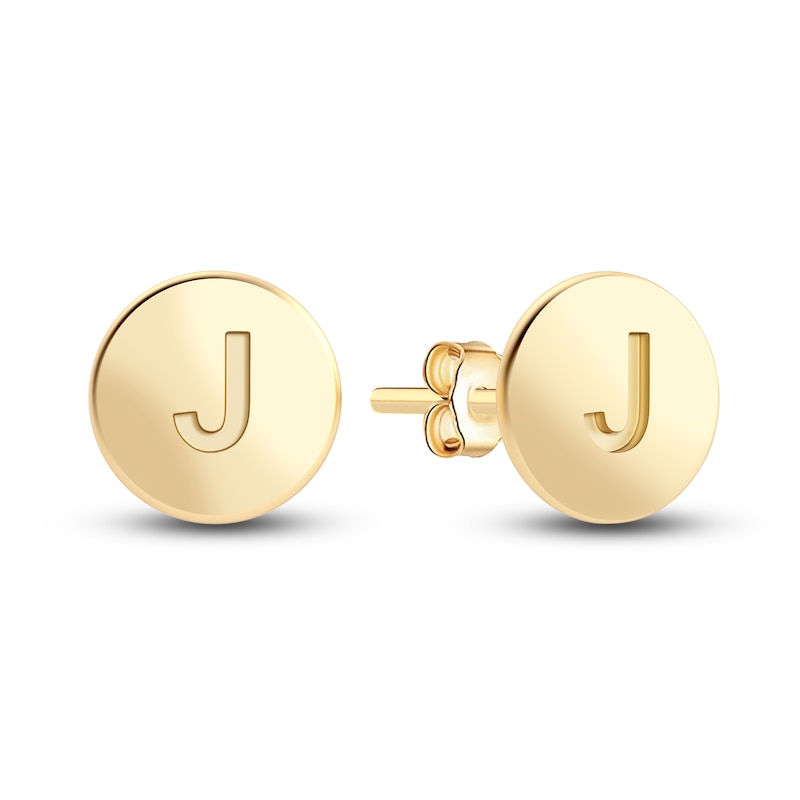 Main Image 1 of Juliette Maison Initial Stud Earrings 10K Yellow Gold