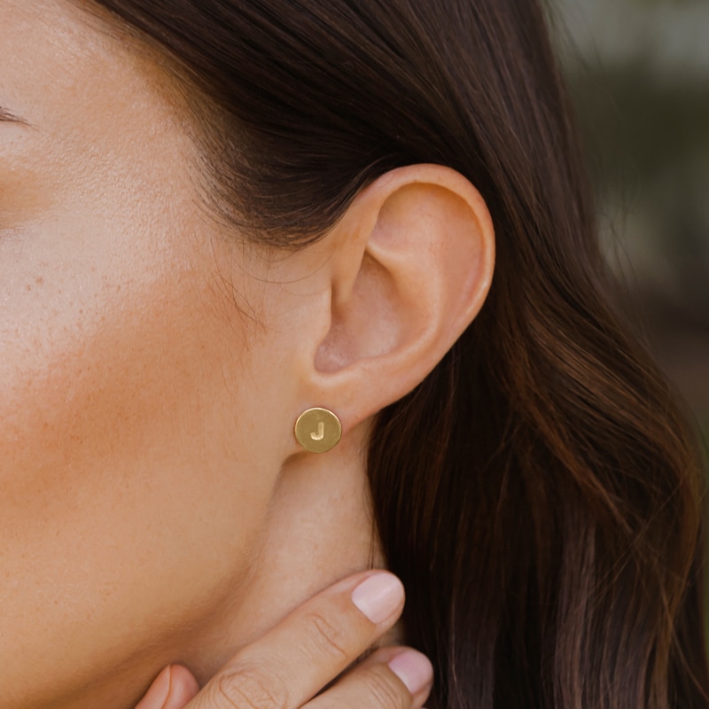 Main Image 3 of Juliette Maison Initial Stud Earrings 10K Yellow Gold