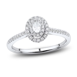 Diamond Engagement Ring 1/3 ct tw Oval/Round 14K White Gold
