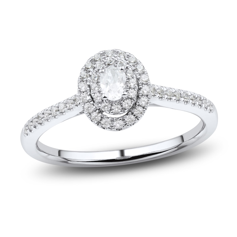 Main Image 1 of Diamond Engagement Ring 1/3 ct tw Oval/Round 14K White Gold