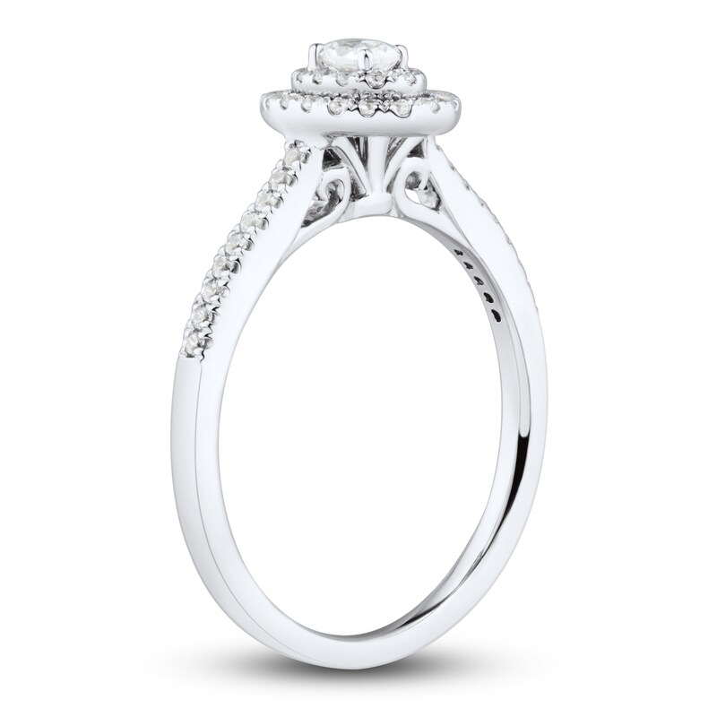 Main Image 2 of Diamond Engagement Ring 1/3 ct tw Oval/Round 14K White Gold