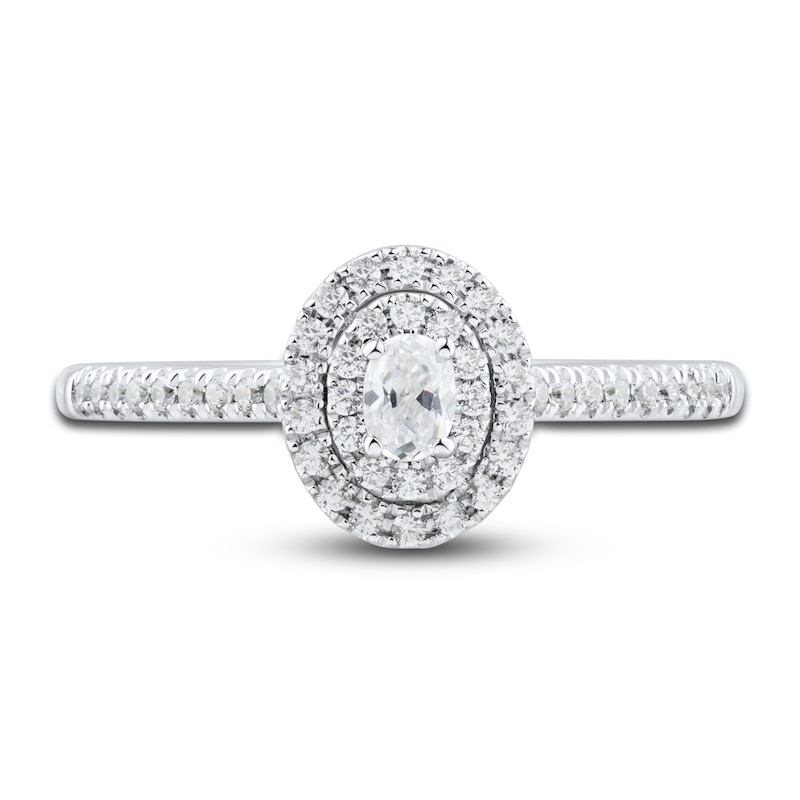 Main Image 3 of Diamond Engagement Ring 1/3 ct tw Oval/Round 14K White Gold