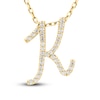 Thumbnail Image 1 of Diamond Initial K Pendant Necklace 1/10 ct tw Round 10K Yellow Gold 18"