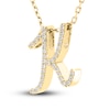 Thumbnail Image 2 of Diamond Initial K Pendant Necklace 1/10 ct tw Round 10K Yellow Gold 18"