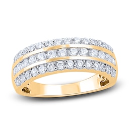 Diamond 3-Row Anniversary Band 1 ct tw Round 14K Yellow Gold