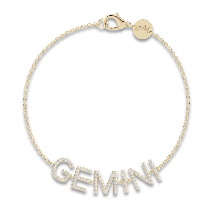 Main Image 1 of Juliette Maison Diamond Station Name Bracelet 7/8 ct tw Round 10K Yellow Gold