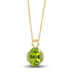 LALI Jewels Natural Peridot Pendant Necklace 1/20 ct tw Diamonds 14K Yellow Gold