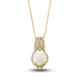 LALI Jewels Natural Opal Pendant Necklace 1/5 ct tw Diamonds 14K Yellow Gold