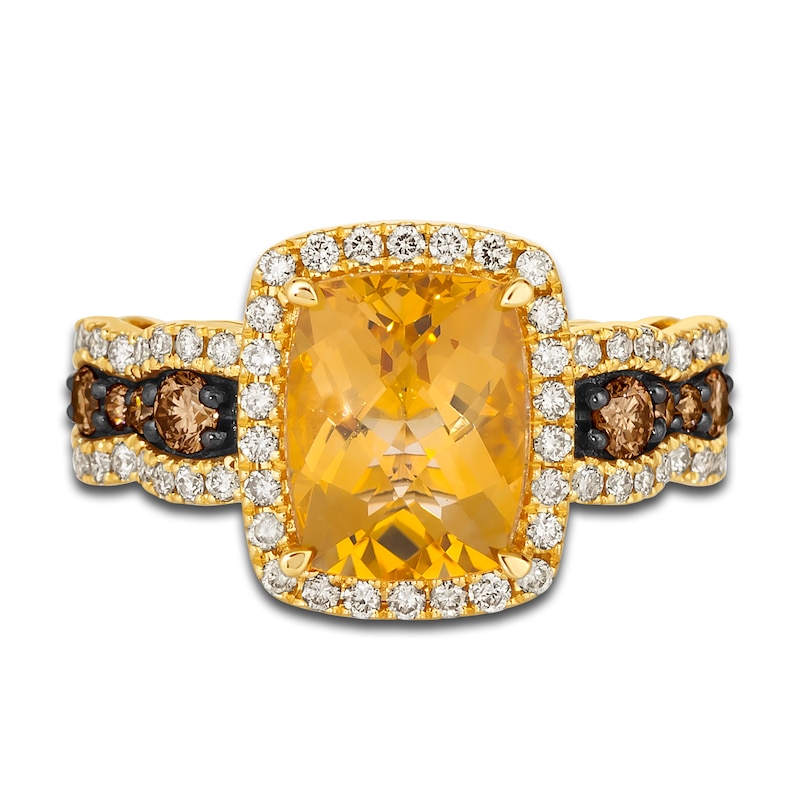 Main Image 3 of Le Vian Natural Citrine Ring 3/4 ct tw Diamonds 14K Honey Gold
