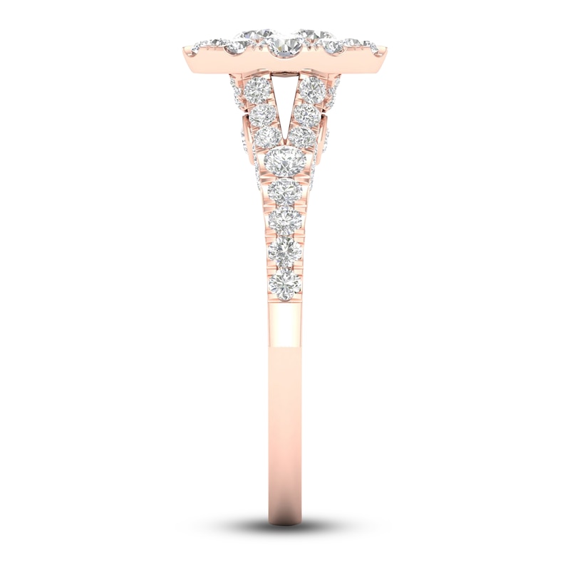 Main Image 3 of Diamond Oval Engagement Ring 1 ct tw Round 14K Rose Gold