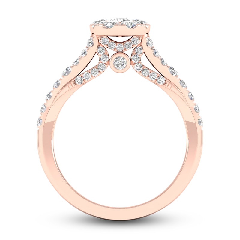 Main Image 4 of Diamond Oval Engagement Ring 1 ct tw Round 14K Rose Gold