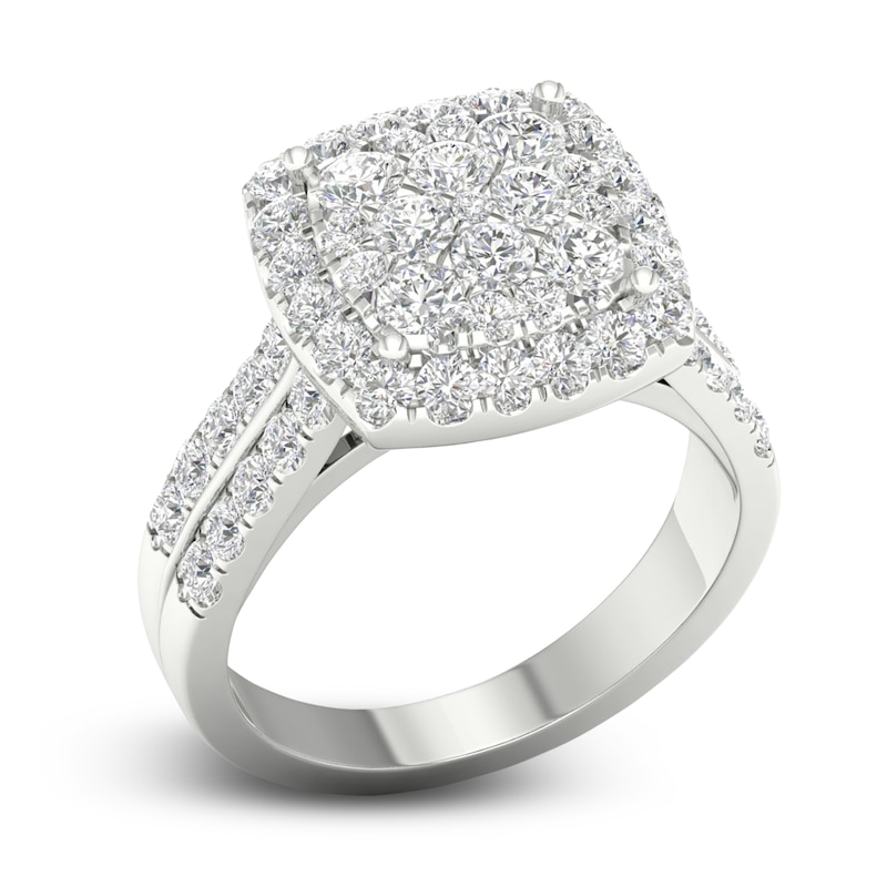 Diamond Cushion Engagement Ring 1-1/2 ct tw Round 14K White Gold | Jared