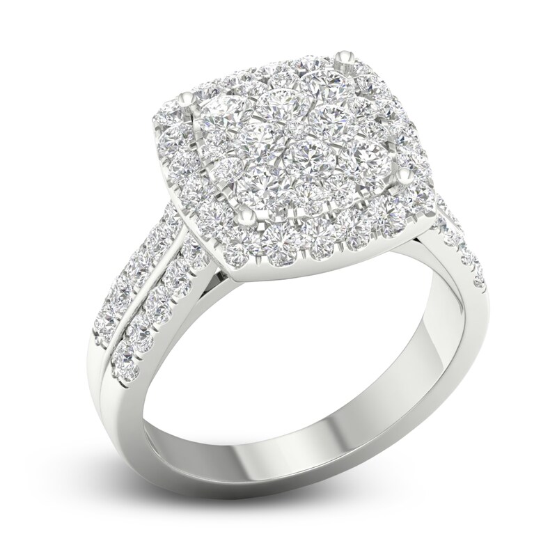 Main Image 2 of Diamond Cushion Engagement Ring 1-1/2 ct tw Round 14K White Gold
