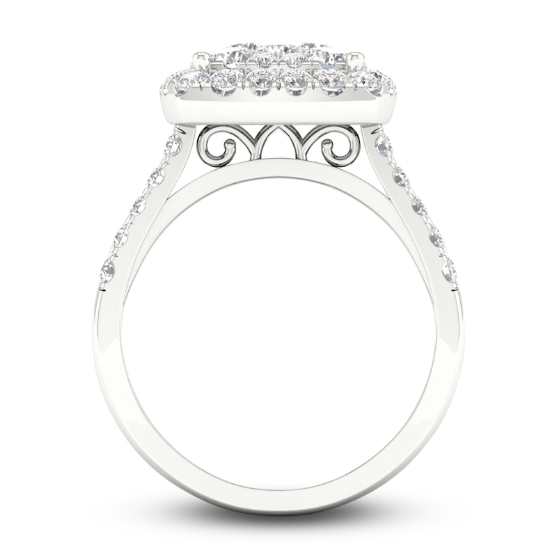 Main Image 4 of Diamond Cushion Engagement Ring 1-1/2 ct tw Round 14K White Gold
