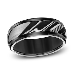Men's Damascus Wedding Band Tungsten/Damascus Steel 8.0mm