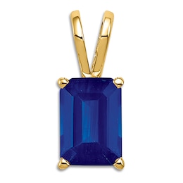 Natural Blue Sapphire Necklace Charm 14K Yellow Gold
