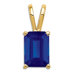 Natural Blue Sapphire Necklace Charm 14K Yellow Gold