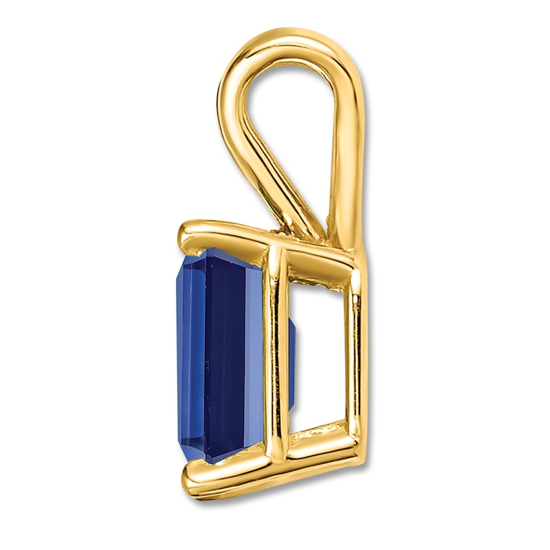 Main Image 3 of Natural Blue Sapphire Necklace Charm 14K Yellow Gold