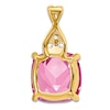 Thumbnail Image 3 of Pink Lab-Created Sapphire Necklace Charm Diamond Accents 14K Yellow Gold