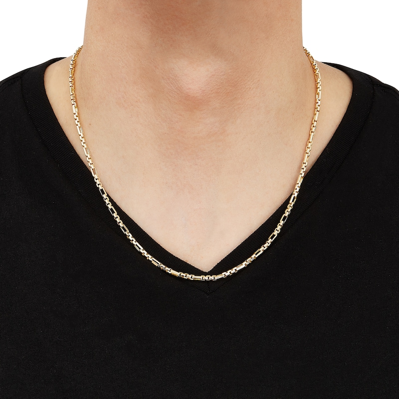 Main Image 3 of LUSSO by Italia D'Oro Men's Round Box Chain Necklace 14K Yellow Gold 20" 3mm