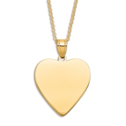 Engravable Heart Necklace 14K Yellow Gold 16" to 18" Adjustable