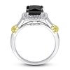 Thumbnail Image 3 of Y-Knot Black Diamond Ring 2-1/4 ct tw Princess/Round 14K Two-Tone Gold