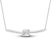 Thumbnail Image 1 of Y-Knot Diamond Bar Necklace 1/20 ct tw Round 14K White Gold 17"