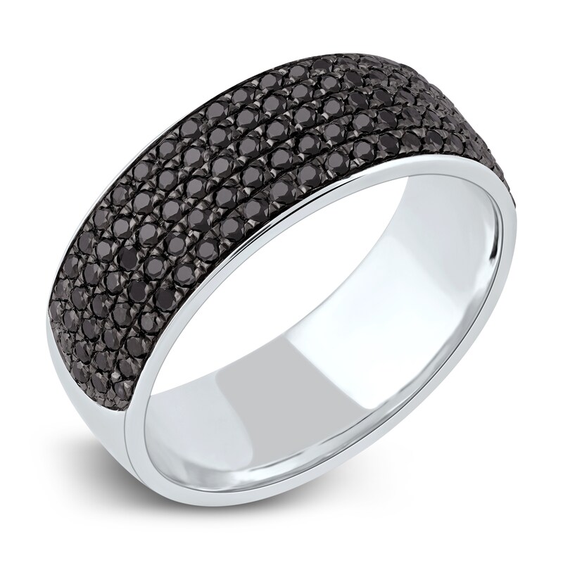 Main Image 2 of Men's Black Diamond Ring 1 ct tw Round 10K White Gold