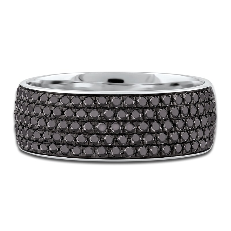 Main Image 3 of Men's Black Diamond Ring 1 ct tw Round 10K White Gold