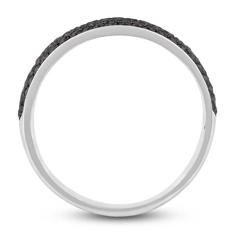 Main Image 4 of Men's Black Diamond Ring 1 ct tw Round 10K White Gold