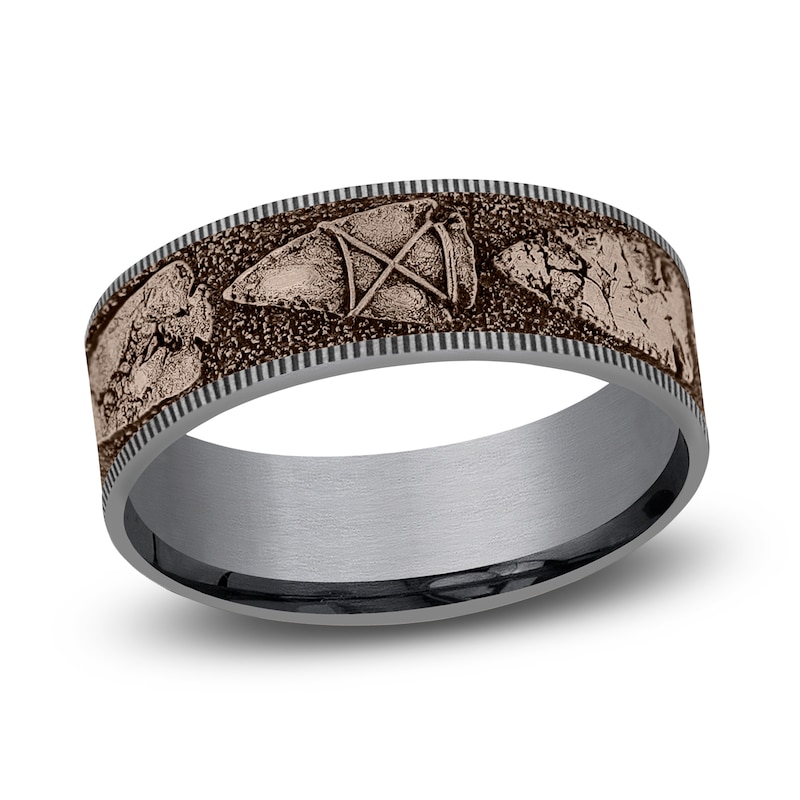 Main Image 1 of Men's Arrowhead Wedding Band Tantalum/14K Rose Gold 7.5mm